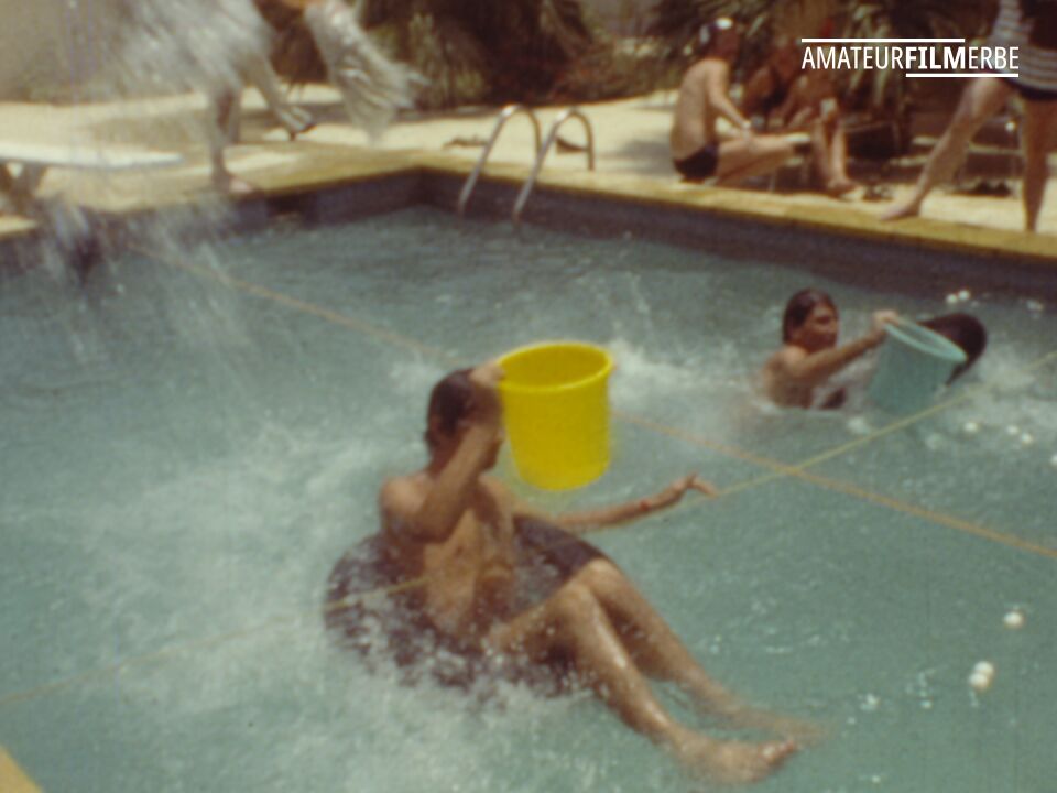 Pool game with buckets